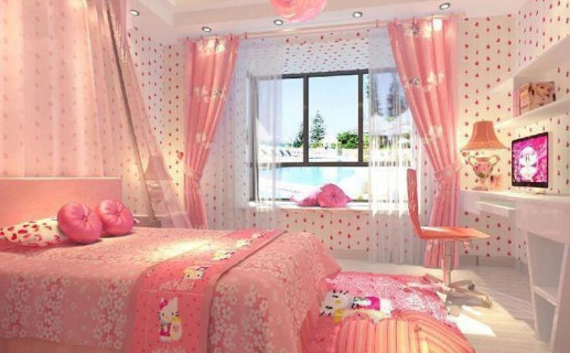 غرفة نوم وردي