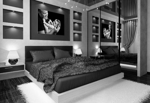 غرف نوم باللون الأسود